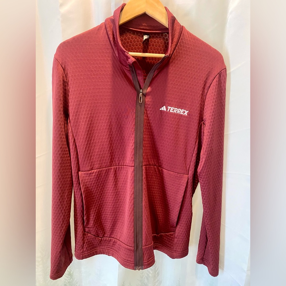 Adidas TERREX Burgundy Lightweight Zip Trail Running Athletic Jacket